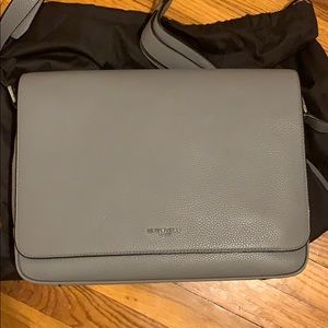 Grey Leather Messenger Bag
